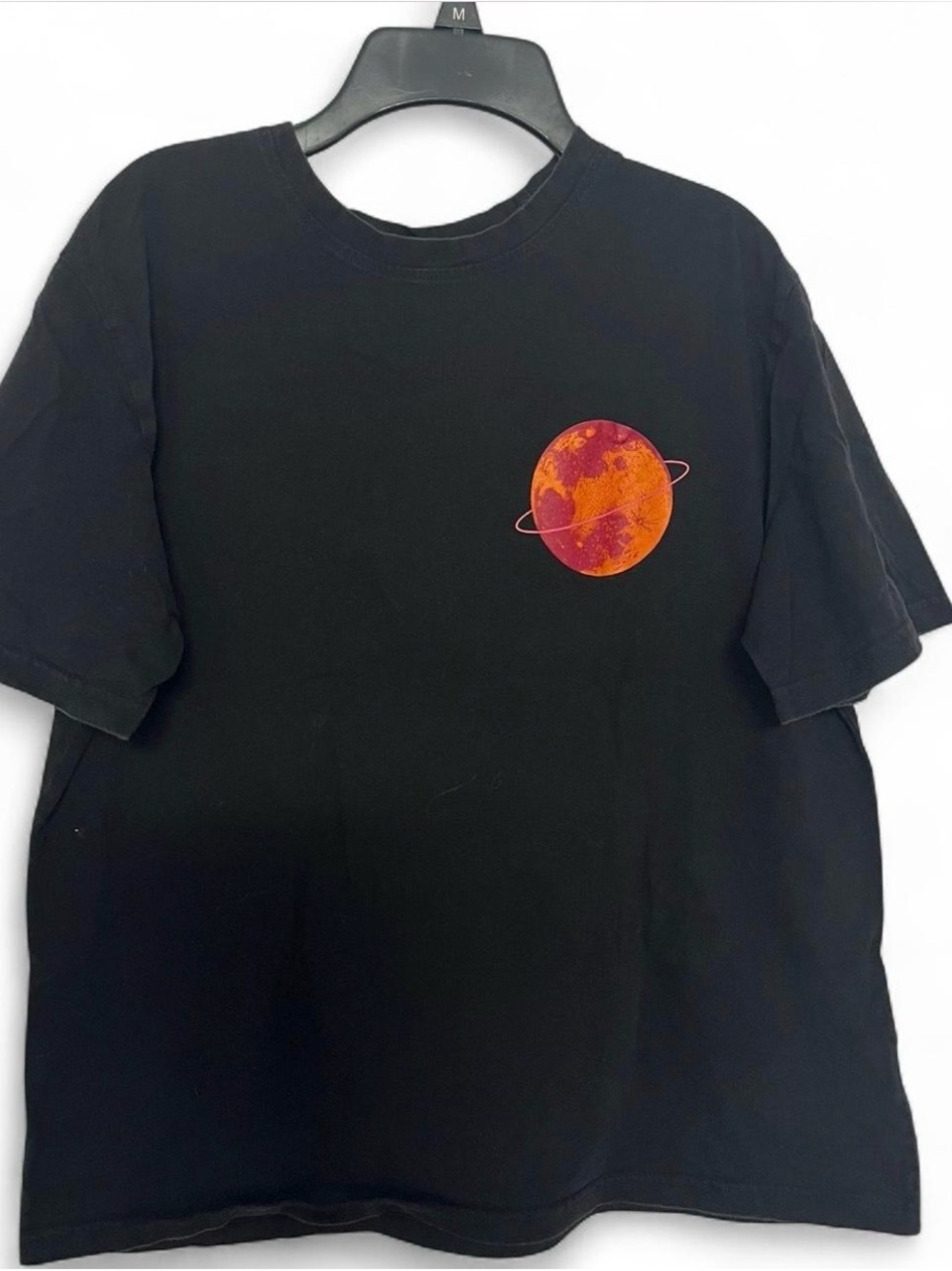 ROMWE Black Crewneck Tee with Tag Detail